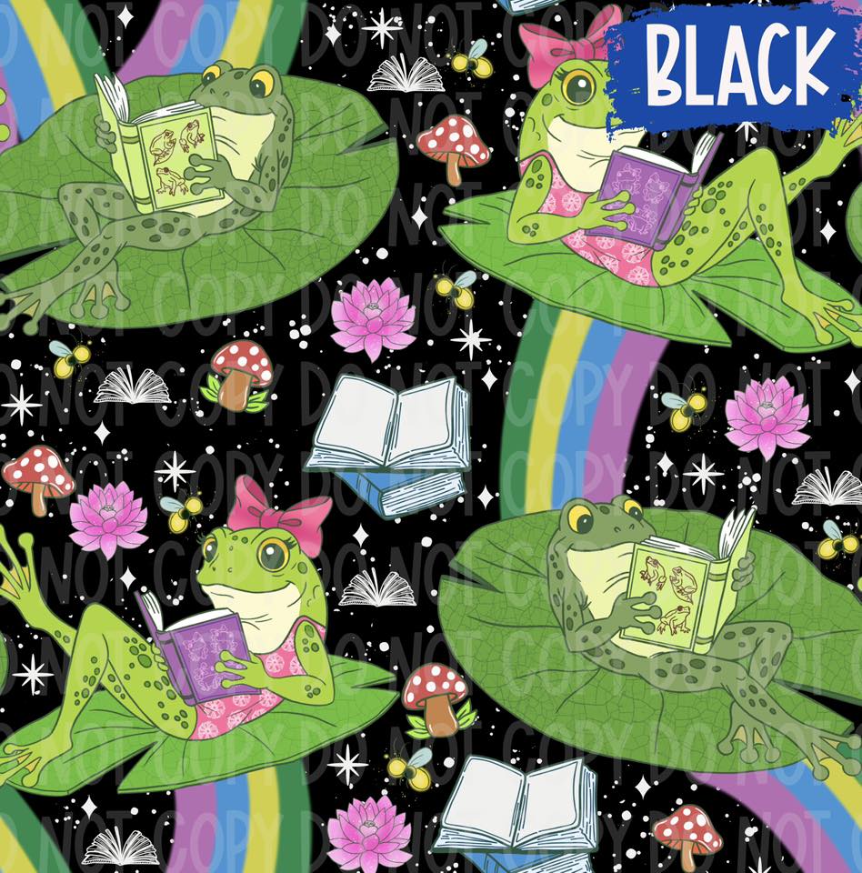 Reading Frogs Seamless & PNG