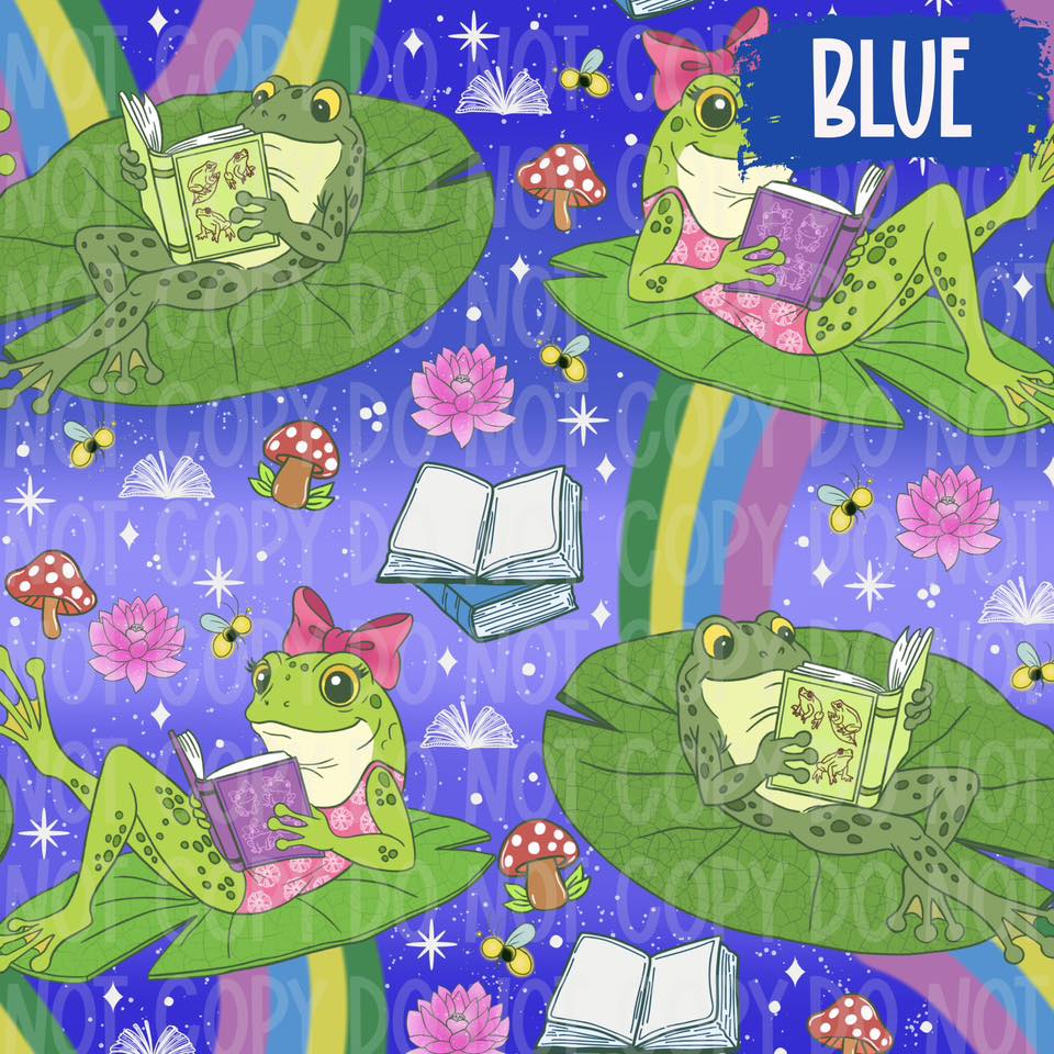 Reading Frogs Seamless & PNG
