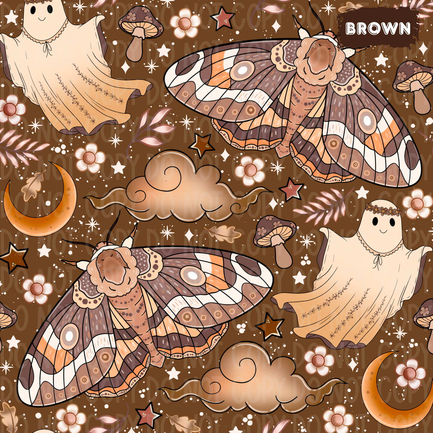 Boho Moth Seamless & PNG
