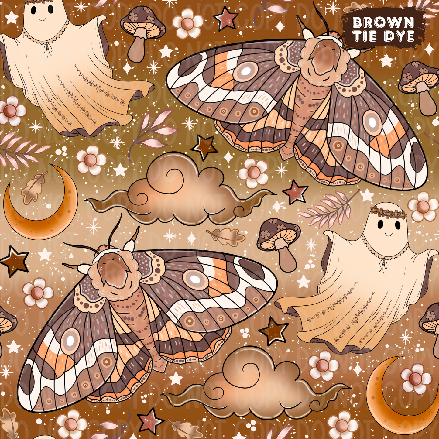 Boho Moth Seamless & PNG