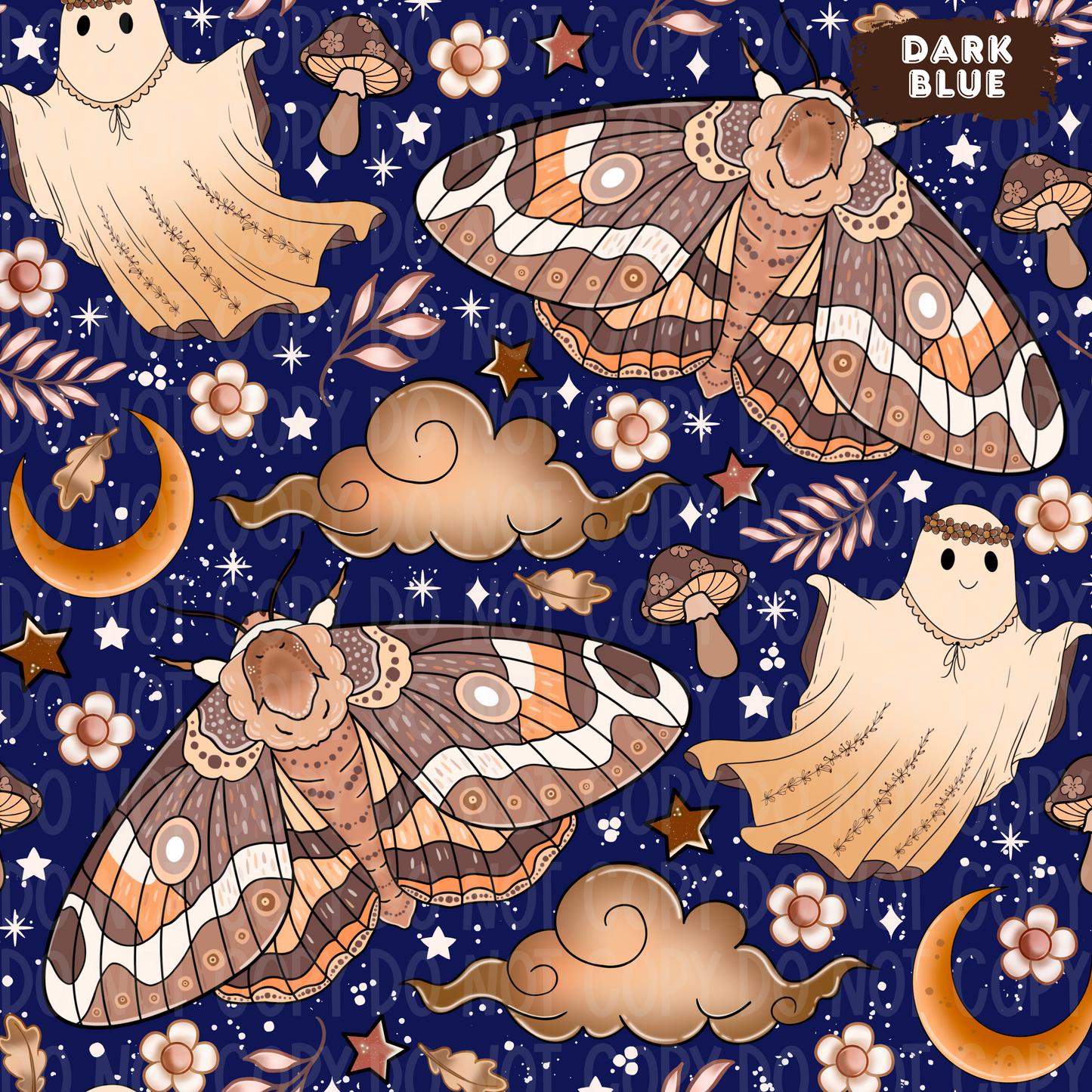 Boho Moth Seamless & PNG