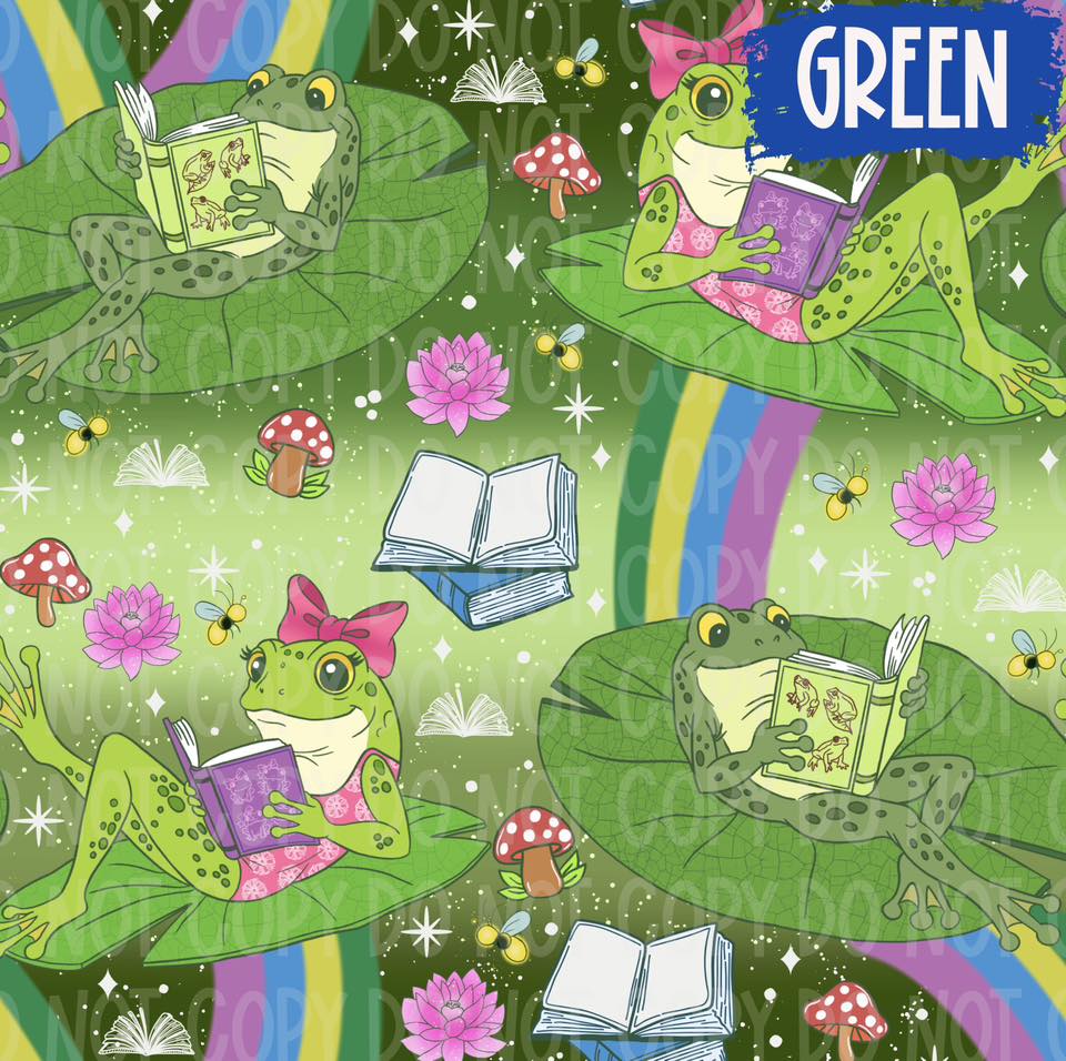Reading Frogs Seamless & PNG