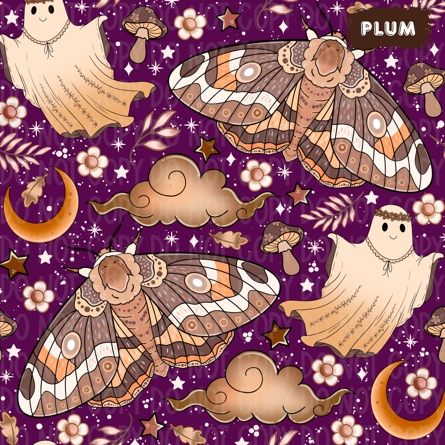 Boho Moth Seamless & PNG