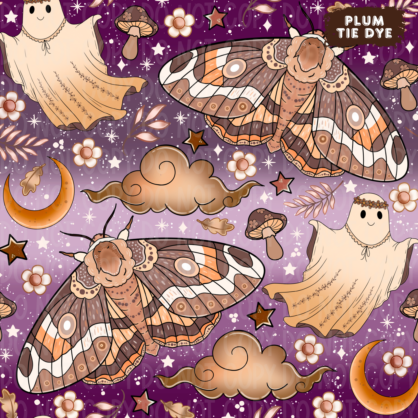 Boho Moth Seamless & PNG