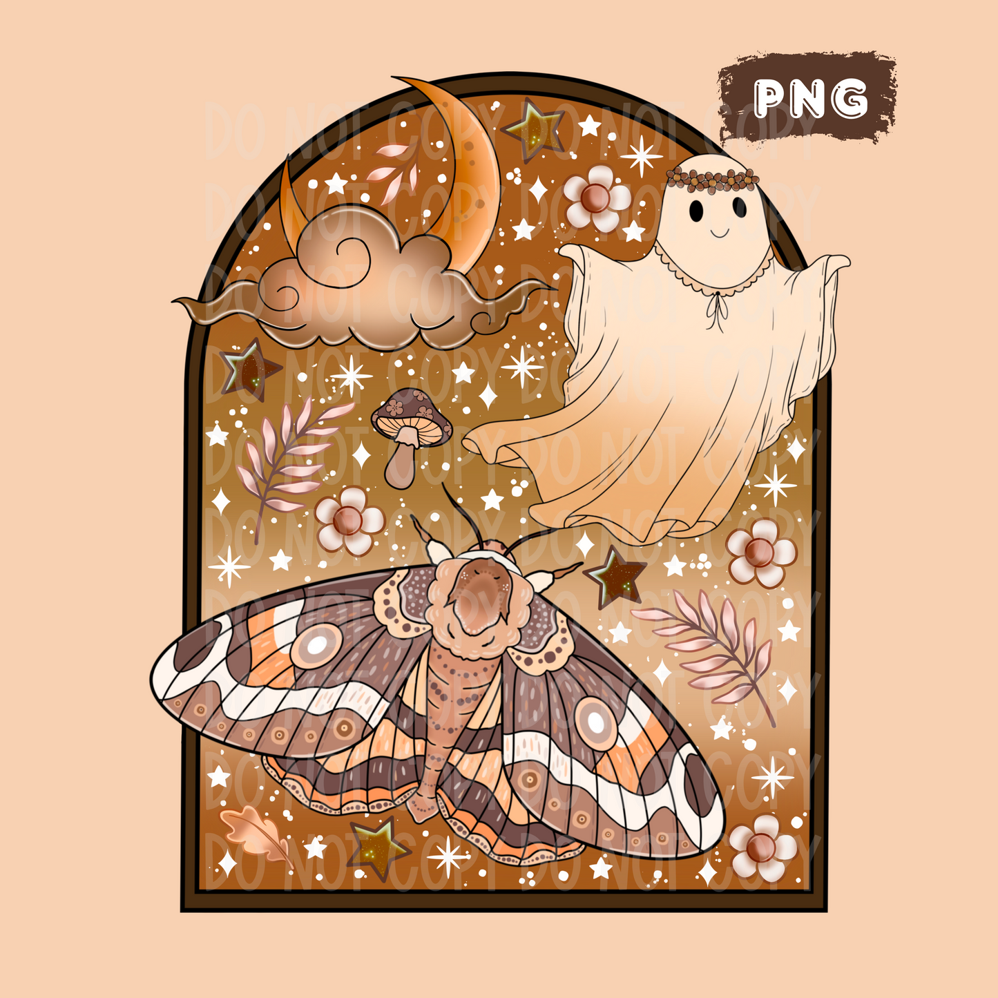 Boho Moth Seamless & PNG