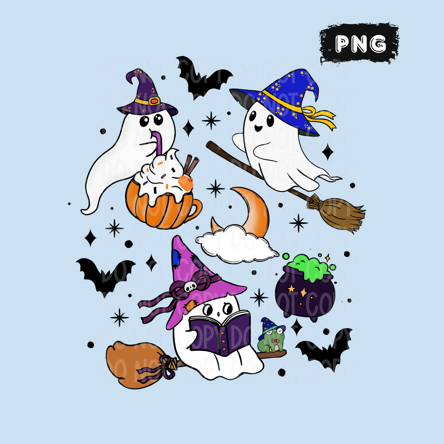 Witchy Ghosts Seamless & PNG