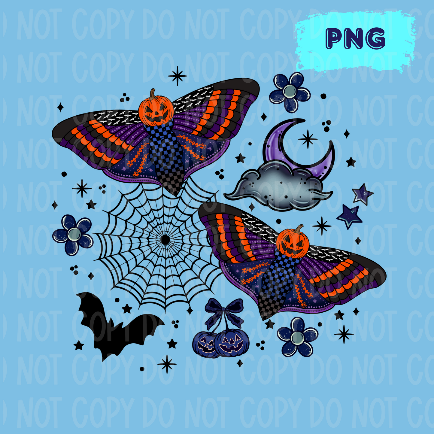 Spooky Moth Seamless & PNG