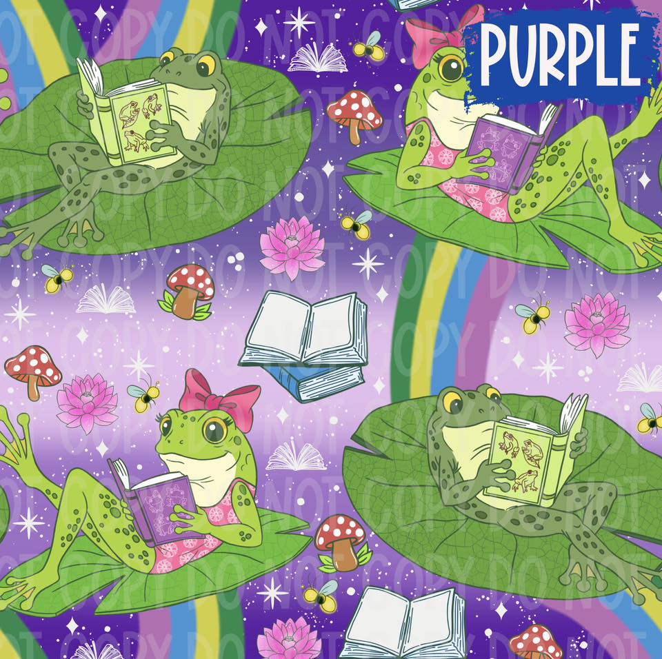 Reading Frogs Seamless & PNG