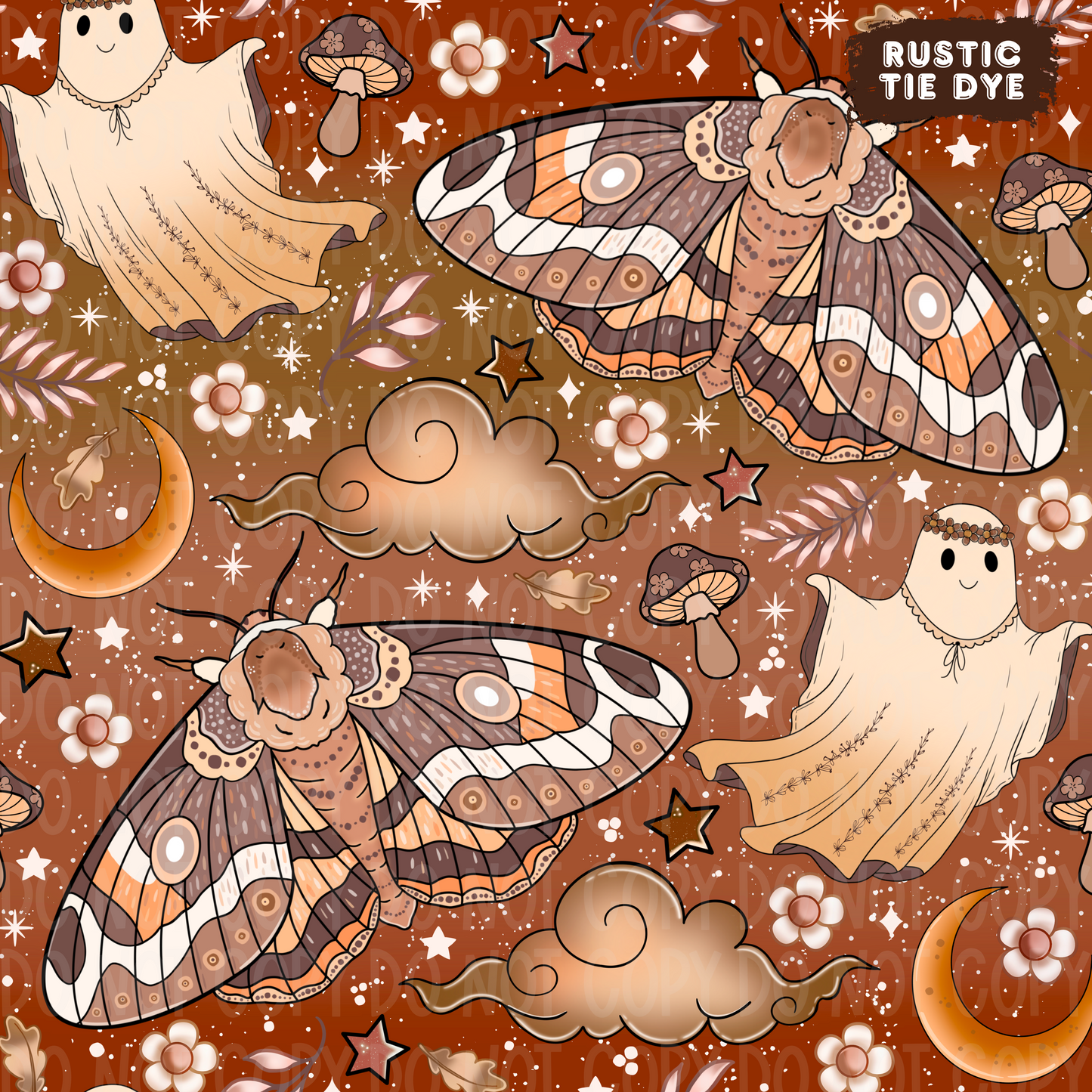 Boho Moth Seamless & PNG