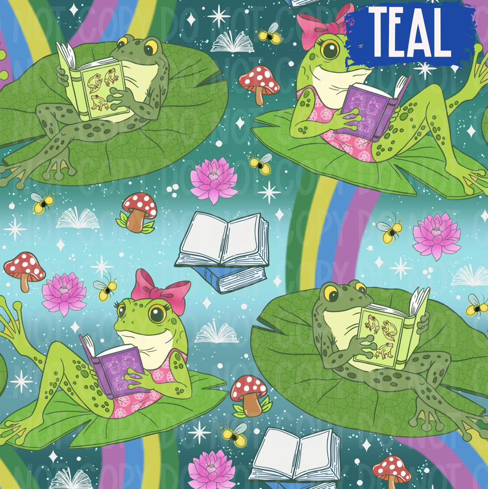 Reading Frogs Seamless & PNG