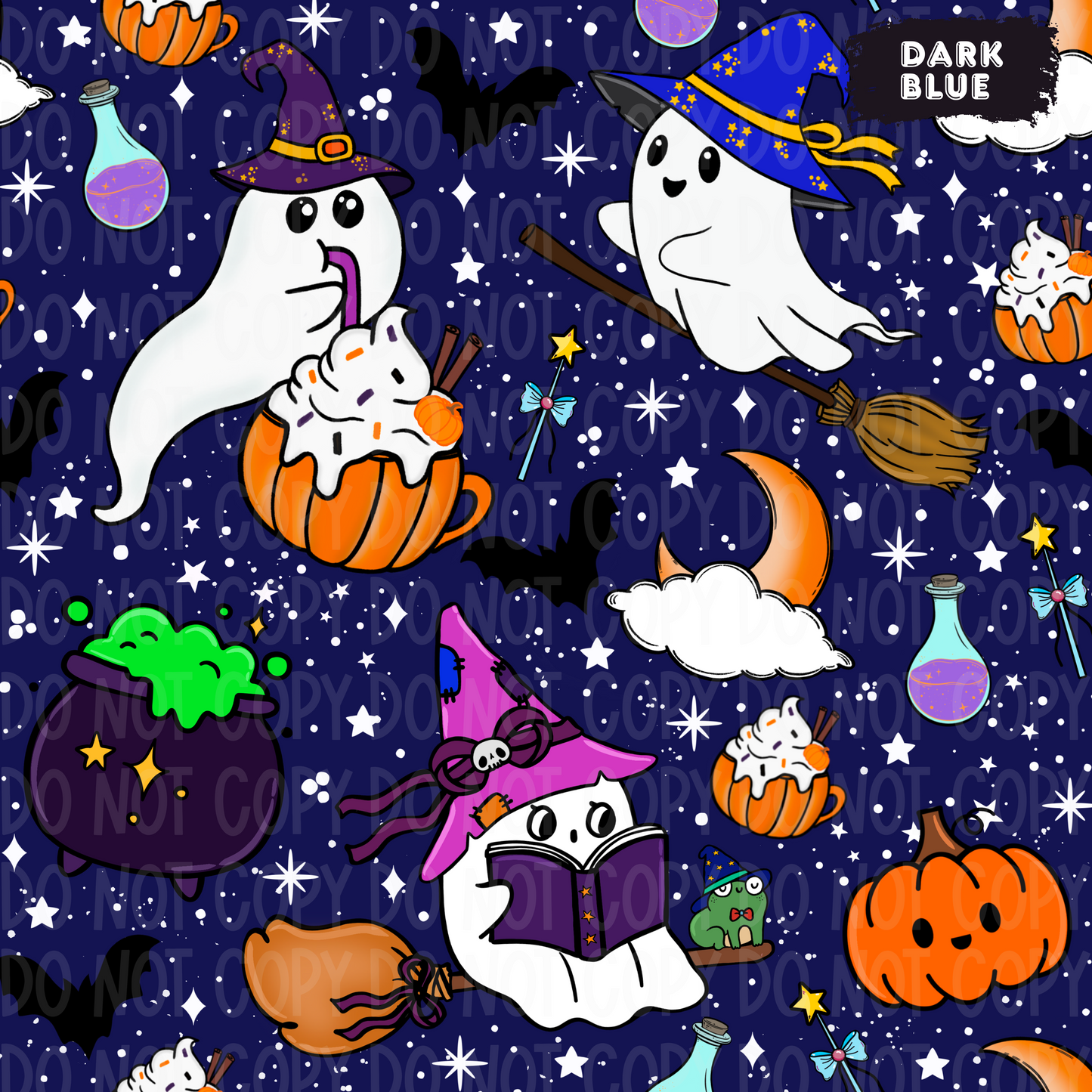 Witchy Ghosts Seamless & PNG